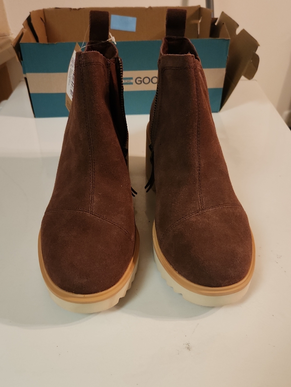 TOMS Maude Chestnut Suede Ankle Boots - Chestnut Brown
